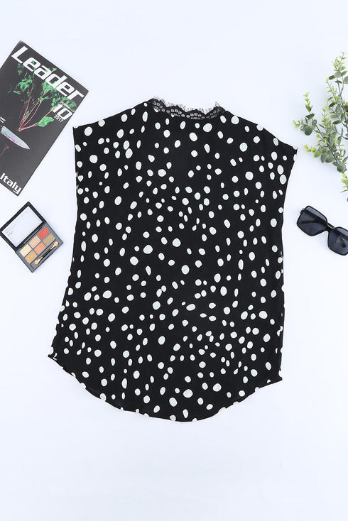Floral Scalloped V Neck Short Sleeves Top